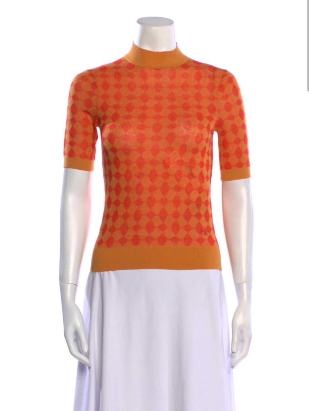 Tory Burch Orange and Coral Short-Sleeve Knit Top